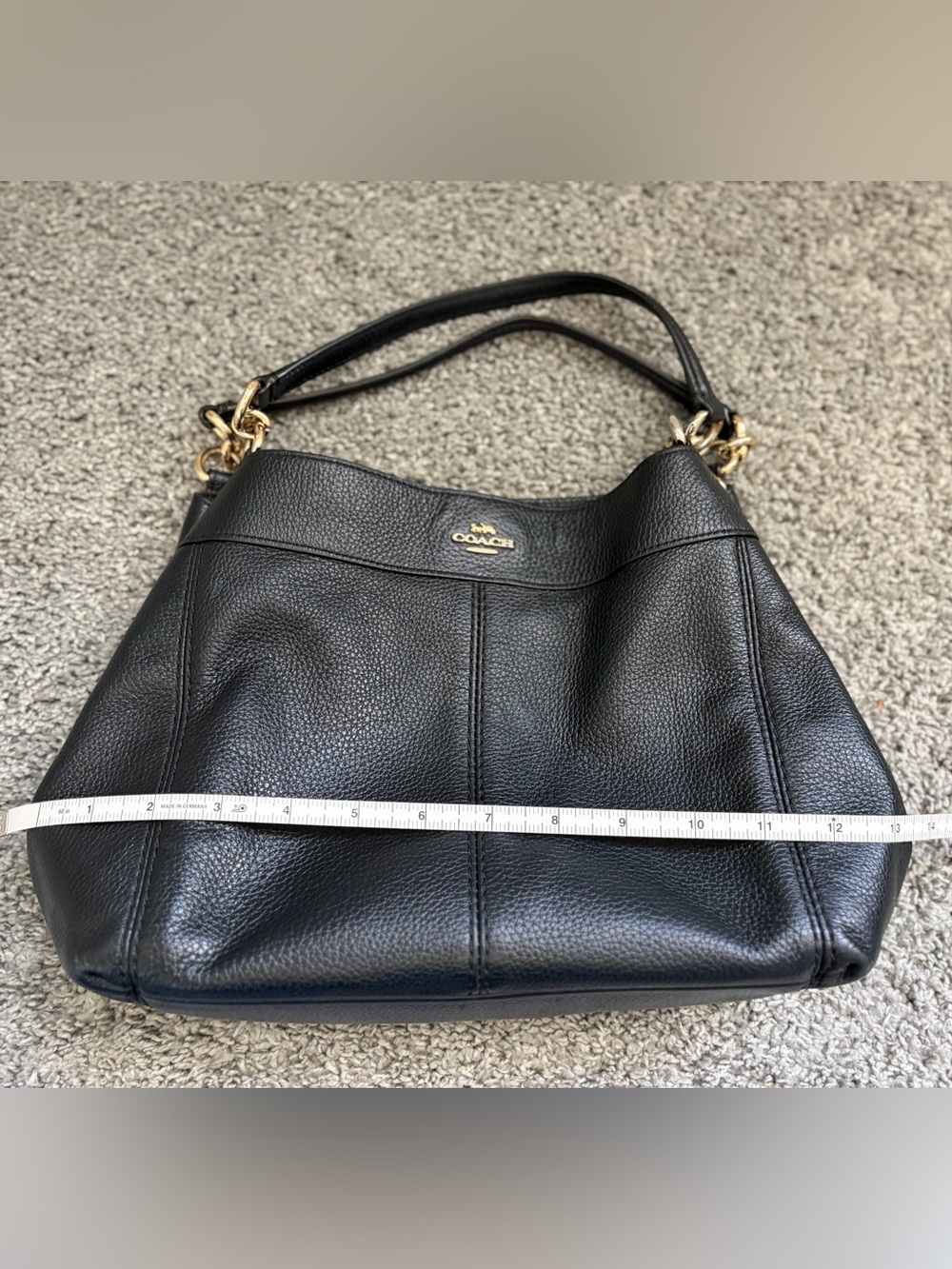 Coach Black Pebble Leather Hobo Shoulder Bag with Gold Hardware - Picture 8 of 11